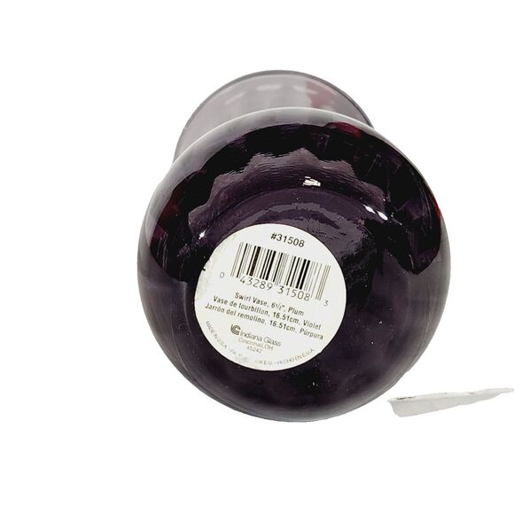Indiana Glass Flower Vase Plum Swirl Purple Amethyst 6.5in Vtg USA Round #31508 - Picture 4 of 6